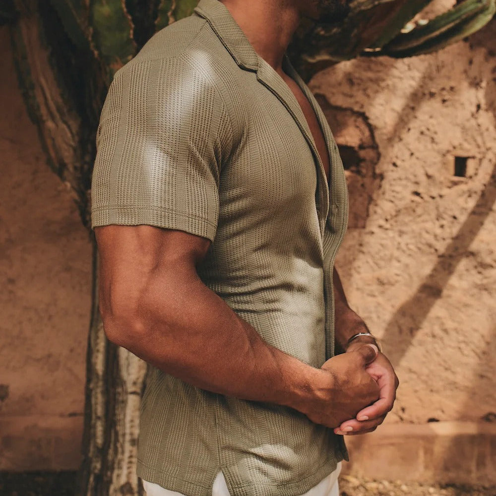 Striped Cuban Collar Shirt