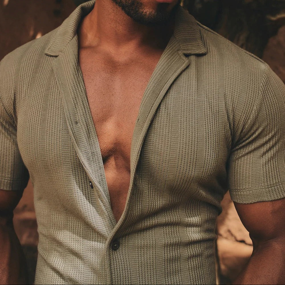 Striped Cuban Collar Shirt